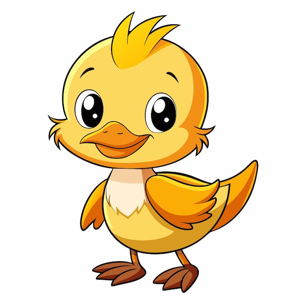 un pato de dibujos animados con un pato amarillo en el frente