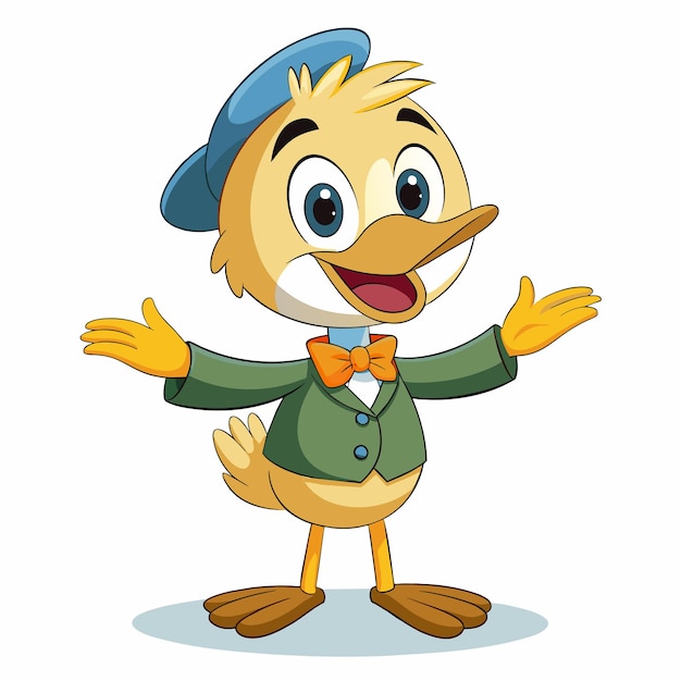 un pato de dibujos animados con un sombrero que dice pato