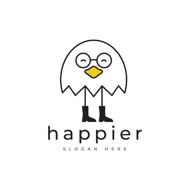 el pato feliz es un animal adorable el diseño del logotipo es un vector gráfico