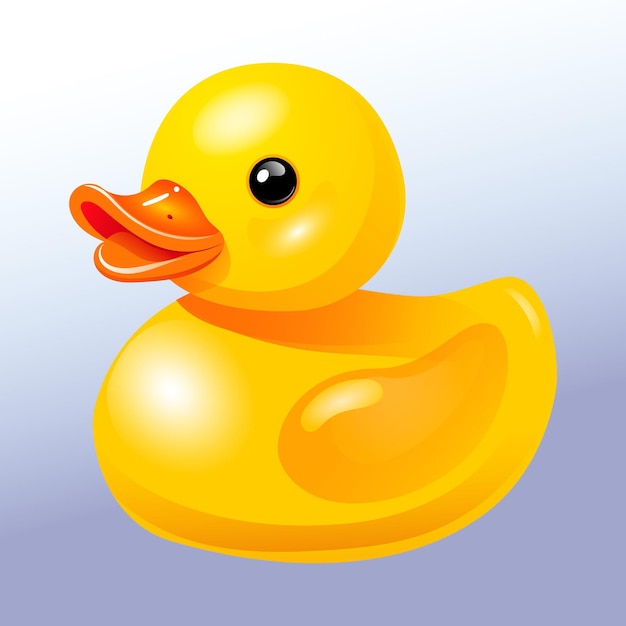Pato de goma amarillo para bañarse en el baño Juguete infantil Imagen vectorial en estilo realista