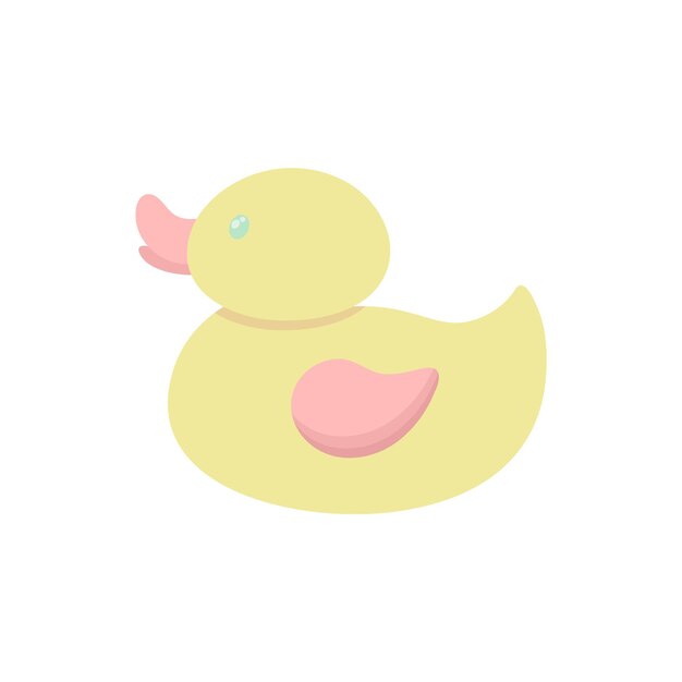 Pato de goma amarillo para una bañera Juguete de bebé Icono plano lindo simple