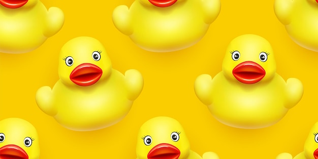 Vector pato de goma amarillo para nadar en el baño patrón sin fisuras para el diseño de los niños