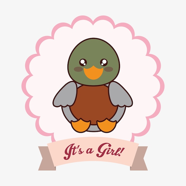 pato kawaii cartoon sonriente icono de la ducha de bebé
