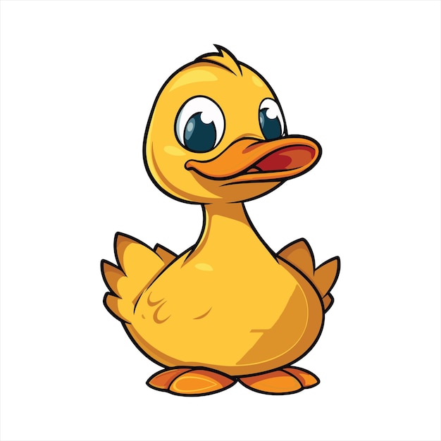 Pato lindo divertido dibujos animados Kawaii Clipart colorido acuarela animal mascota pegatina ilustración