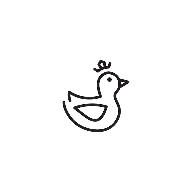 Pato lindo único con corona Plantilla de icono de logotipo vectorial