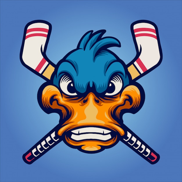 Vector pato para mascota de hockey