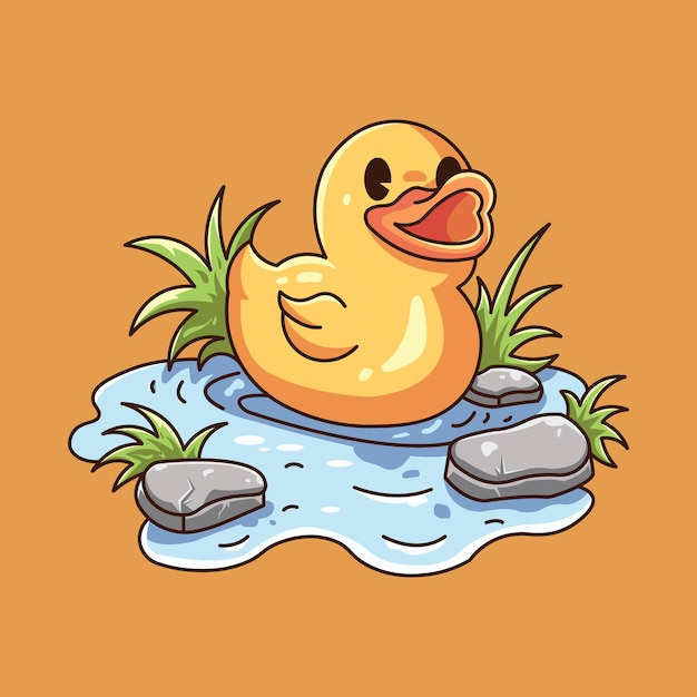 un pato que está sentado en el agua con rocas en él