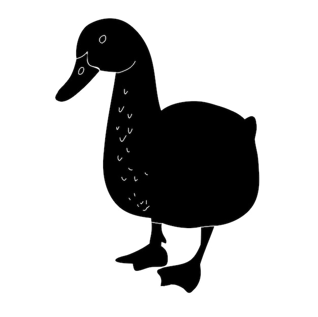 Pato silueta aislado sobre fondo blanco.