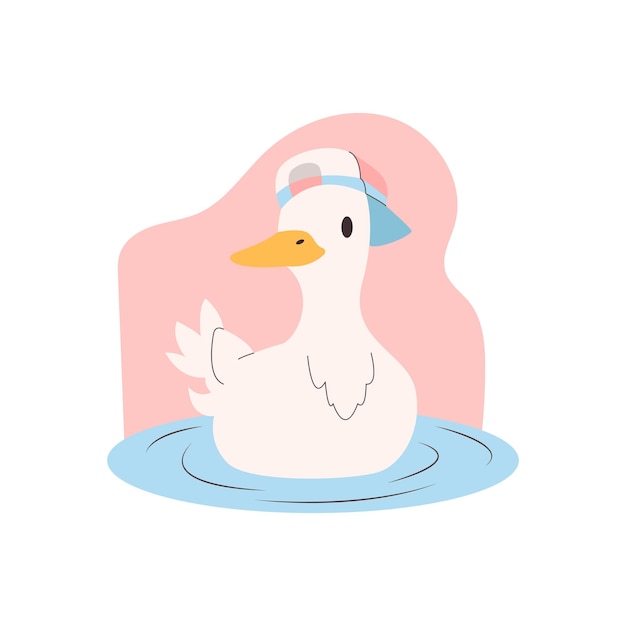 Vector pato, con, sombrero, vector, mascota, ilustración
