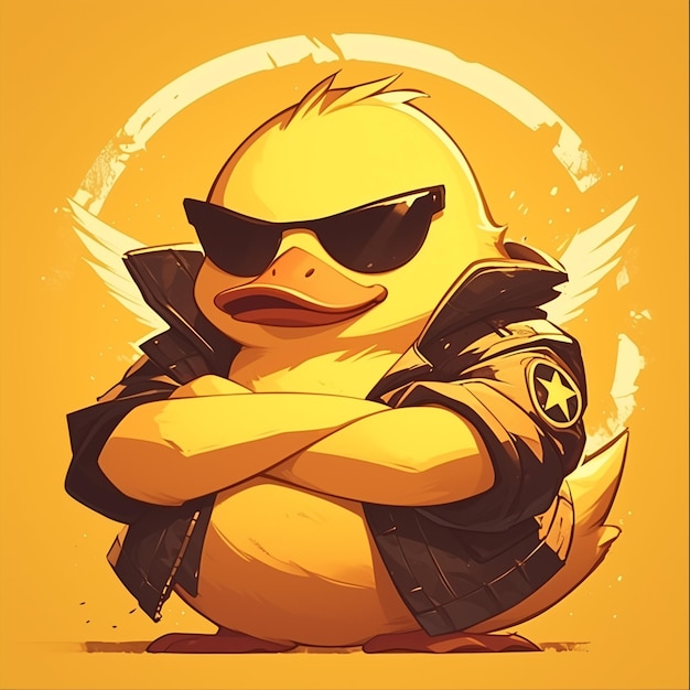 Vector un pato vigilante al estilo de los dibujos animados de la policía