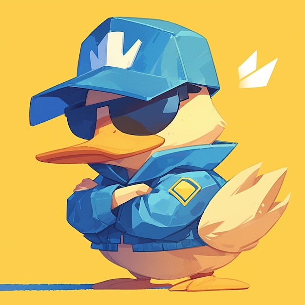 Vector un pato vigilante al estilo de los dibujos animados de la policía