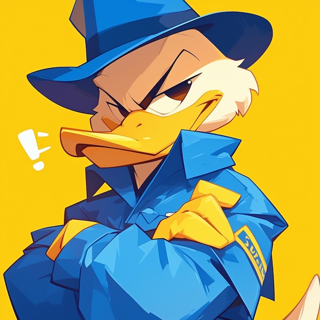 Vector un pato vigilante al estilo de los dibujos animados de la policía