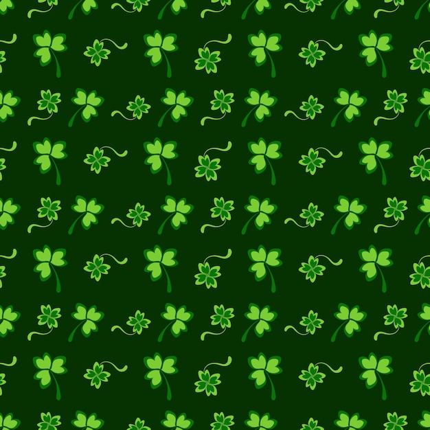 Vector patricks day patrón sin costuras fondo verde natural para el día de san patricio, estampado de trébol trébol