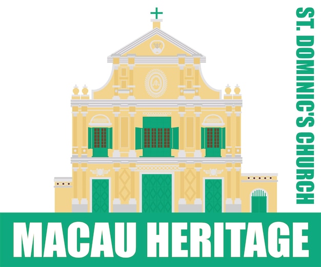 Vector patrimonio de macao e ícono emblemático: la iglesia de santo domingo