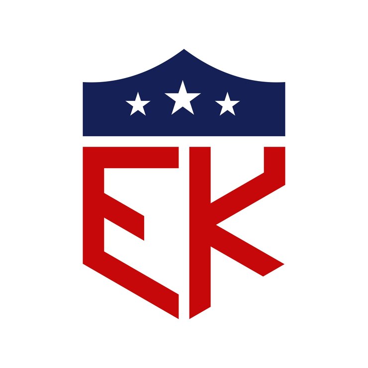 Vector patriotic ek logo design letter ek patriotic american logo design para campañas políticas y cualquier evento de los estados unidos