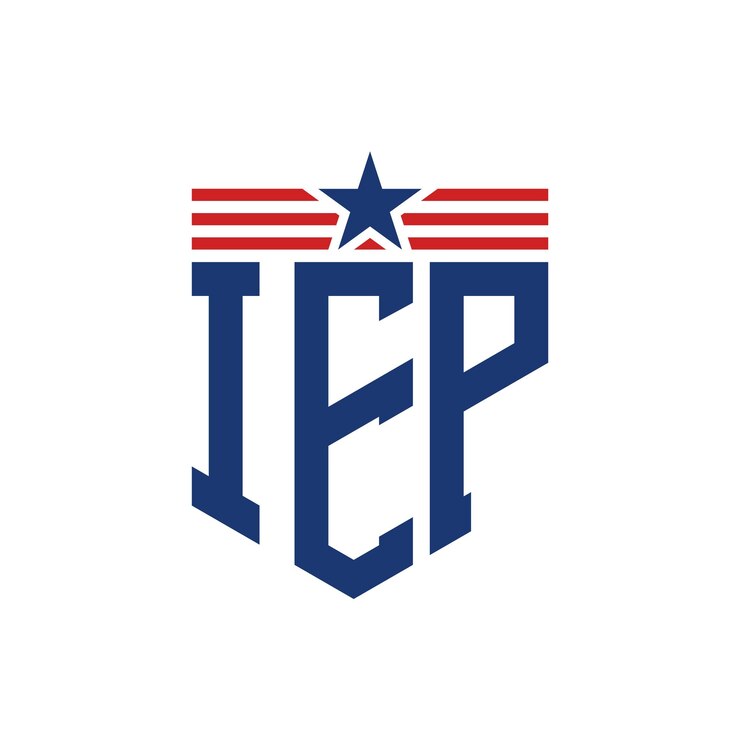 Vector patriotic iep logo with star and american flag straps letter iep logo with usa flag