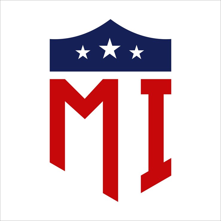 Vector patriotic mi logo design letter mi patriotic american logo design para campañas políticas y cualquier evento de los estados unidos
