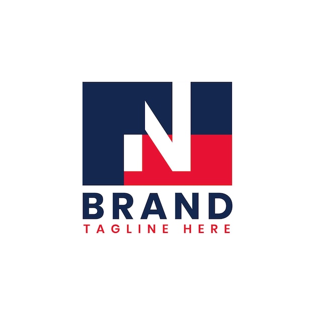 Patriotic N Diseño del logotipo Alfabeto N Plantilla del logotipo estadounidense
