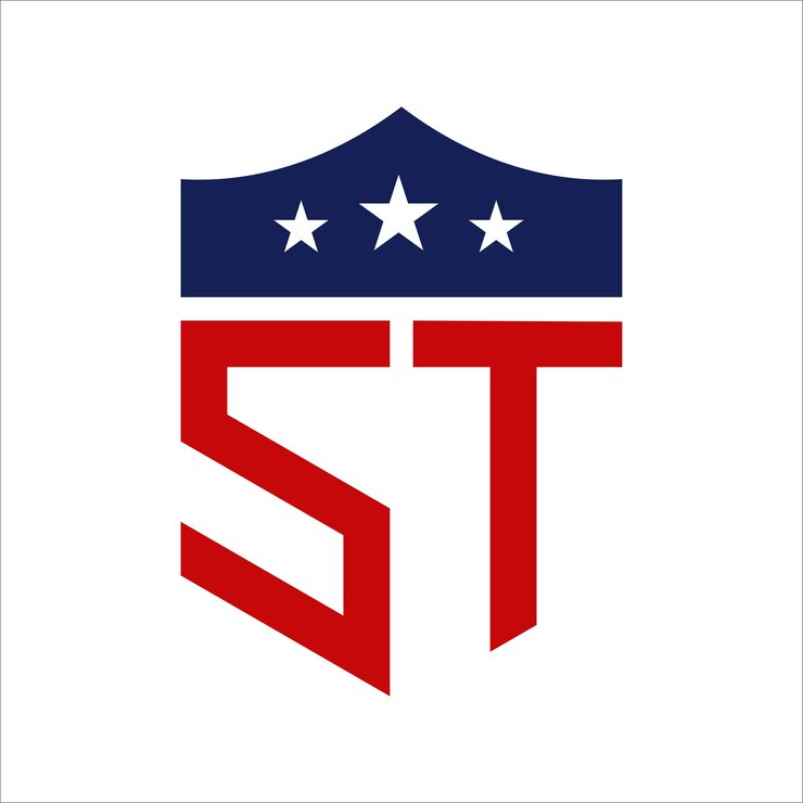 Vector patriotic st logo design letter st patriotic american logo design para campañas políticas y cualquier evento de los estados unidos