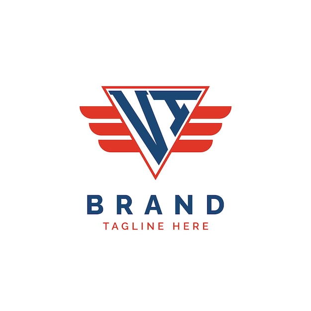 Patriotic VI Logo Iniciales Carta VI Logo con alas Triángulo rojo y azul VI con ala para servicios de entrega de aviación Deportes Agencias militares y de seguridad