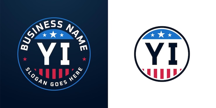Vector patriotic yi logo diseño carta yi logotipo con bandera estadounidense y estrella diseño patriótico