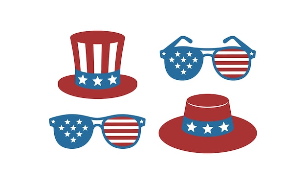 Patriótico 4 de julio sombreros y gafas de sol