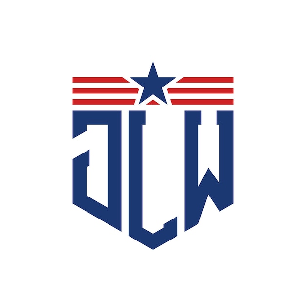 Patriótico JLW Logo con Estrella y Bandera Americana Cinturón Carta JLW logo con Bandera de los Estados Unidos
