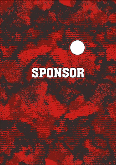 Patrocinador en rojo y blanco con un fondo abstracto