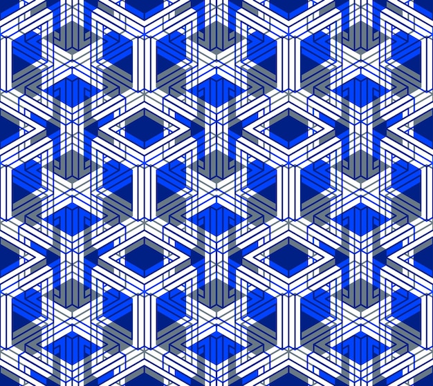 Patrón 3d sin costura geométrico abstracto ilusorio colorido con efectos de transparencia. telón de fondo infinito estilizado vectorial, mejor para diseño gráfico y web, eps10.