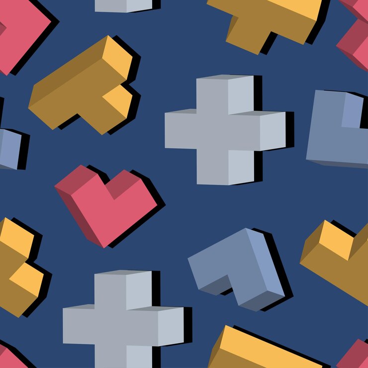 Vector patrón 3d con formas geométricas ilustración vectorial de collage moderno en vector
