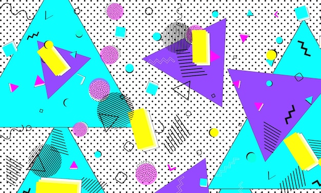 patrón de los 90. Fondo de color de arte pop. Estilo hipster años 80-90. Fondo enrrollado colorido abstracto.