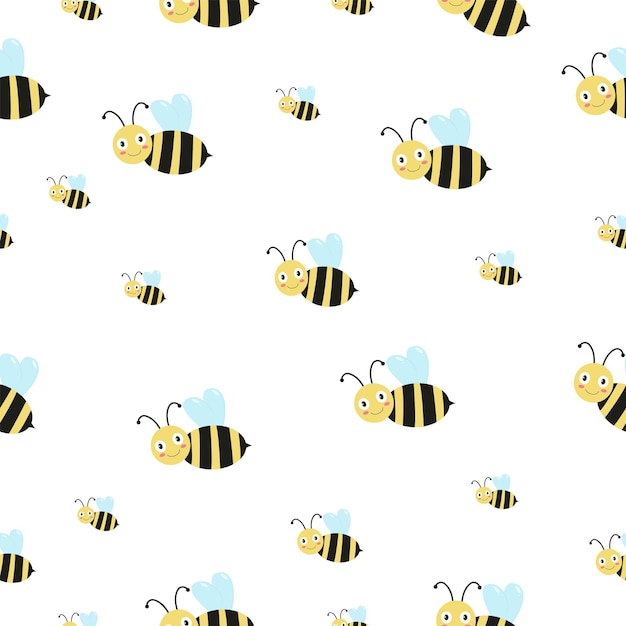 Patrón de abeja Gráficos vectoriales en estilo de dibujos animados