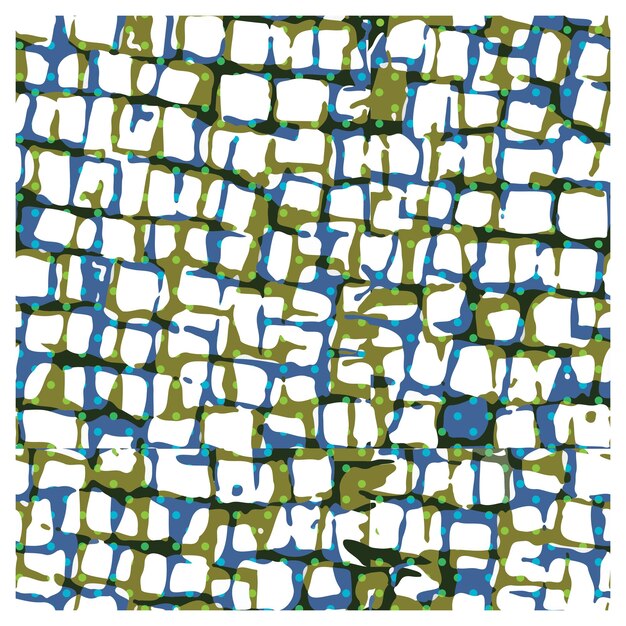 Patrón abstractamente colorido azul verde y fondo blanco que se asemeja a una tela a cuadros distorsionada