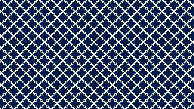 Patrón abstracto azul y blanco con un enrejado blanco.