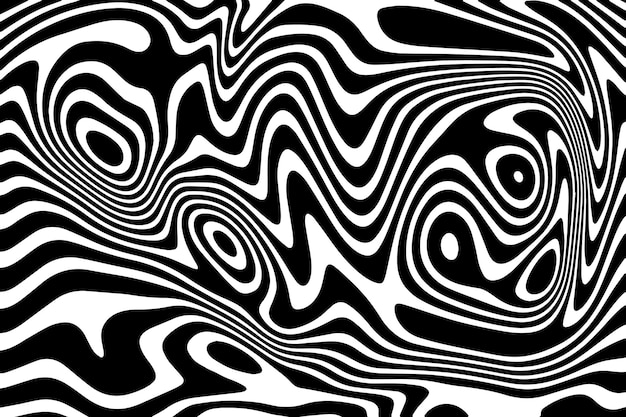 Patrón abstracto en blanco y negro de alto contraste con líneas sinuosas que crean una ilusión óptica