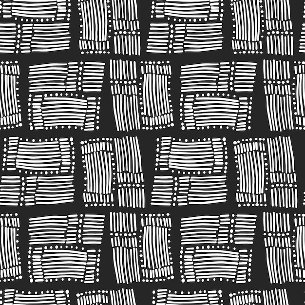 Patrón abstracto en blanco y negro con líneas garabateadas