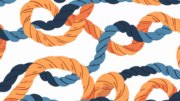Vector un patrón abstracto colorido de naranja y azul con hilo naranje y azul