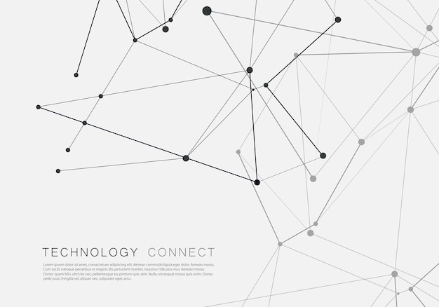 Patrón abstracto conectado con puntos en el fondo de tecnología de líneas superpuestas