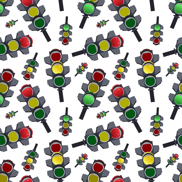 Patrón abstracto sin costura vectorial Semáforos en ilustración de fondo blanco
