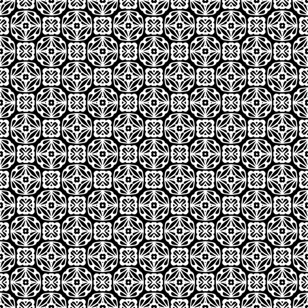 Patrón abstracto sin costuras en blanco y negro Fondo y telón de fondo Diseño ornamental en escala de gris Ornamentos de mosaico Ilustración gráfica vectorial EPS10