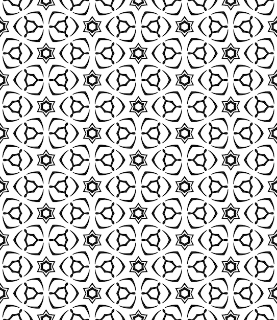 Patrón abstracto sin costuras en blanco y negro Fondo y telón de fondo Diseño ornamental en escala de gris