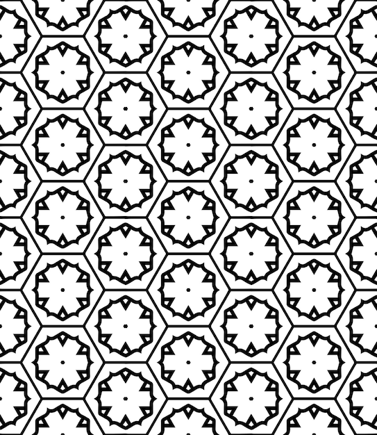 Patrón abstracto sin costuras en blanco y negro Fondo y telón de fondo Diseño ornamental en escala de gris
