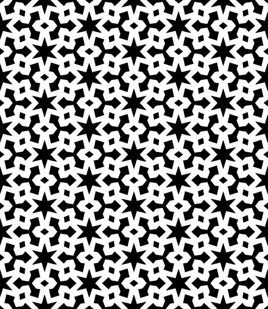 Patrón abstracto sin costuras en blanco y negro Fondo y telón de fondo Diseño ornamental en escala de gris