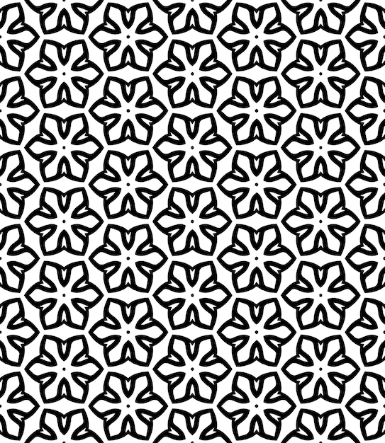 Patrón abstracto sin costuras en blanco y negro Fondo y telón de fondo Diseño ornamental en escala de gris