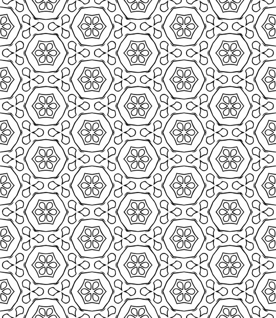 Patrón abstracto sin costuras en blanco y negro Fondo y telón de fondo Diseño ornamental en escala de gris