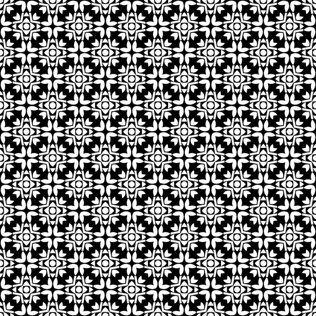 Patrón abstracto sin costuras en blanco y negro Fondo y telón de fondo Diseño ornamental en escala de gris