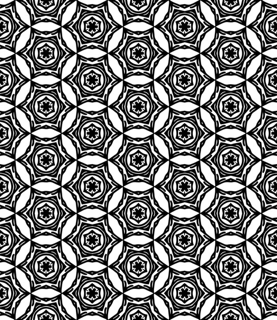 Patrón abstracto sin costuras en blanco y negro Fondo y telón de fondo Diseño ornamental en escala de gris