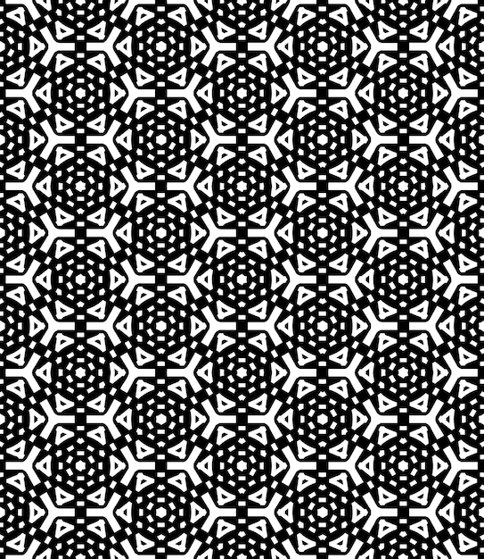 Patrón abstracto sin costuras en blanco y negro Fondo y telón de fondo Diseño ornamental en escala de gris