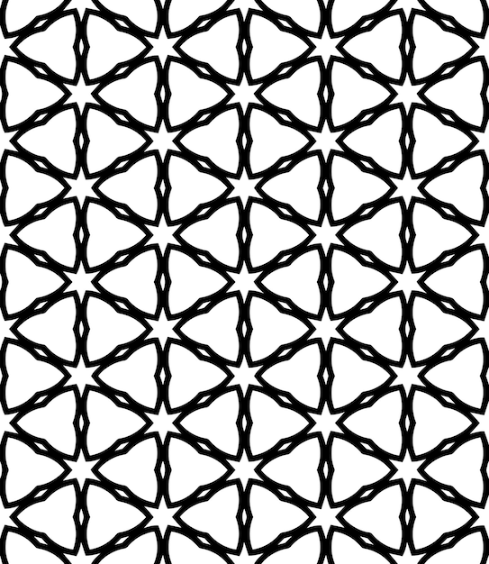 Patrón abstracto sin costuras en blanco y negro Fondo y telón de fondo Diseño ornamental en escala de gris