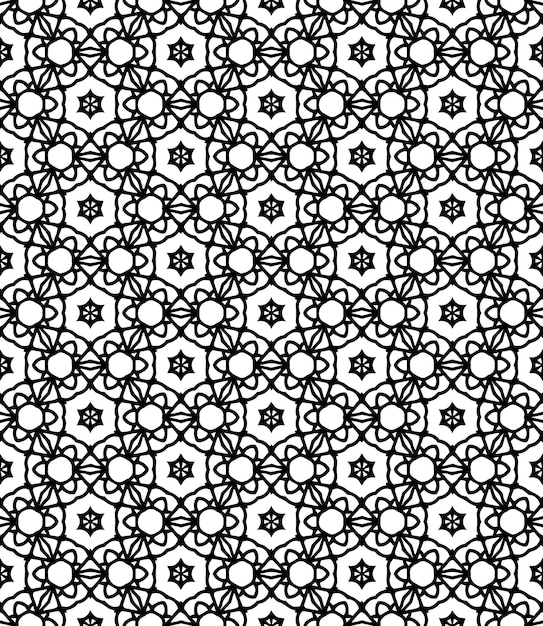 Patrón abstracto sin costuras en blanco y negro Fondo y telón de fondo Diseño ornamental en escala de gris